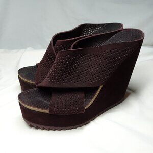 Pedro Garcia Espana Sueded Platform Wedge Sandals Shoes